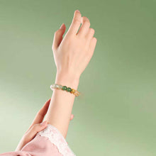 Load image into Gallery viewer, Five Elements Harmony Fortune Bracelet – Citrine, White Phantom Quartz, Grape Agate, Green Rutilated Quartz