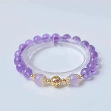 Load image into Gallery viewer, Lavender Amethyst Harmony Bracelet with Golden Lotus Beads