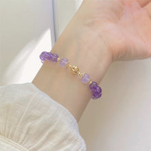Load image into Gallery viewer, Lavender Amethyst Harmony Bracelet with Golden Lotus Beads