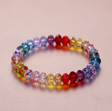 Load image into Gallery viewer, Rainbow Sparkle Multi-Faceted Austrian Crystal Bracelet – Personalized Engraving Available