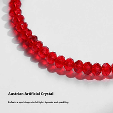 Load image into Gallery viewer, Red Austrian Crystal Fortune Bracelet with Plated Gold Cat-Eye Bead