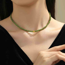 Load image into Gallery viewer, Green Jade Beaded Necklace with Plated Gold Bead – Prosperity & Harmony