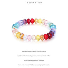 Load image into Gallery viewer, Rainbow Sparkle Multi-Faceted Austrian Crystal Bracelet – Personalized Engraving Available