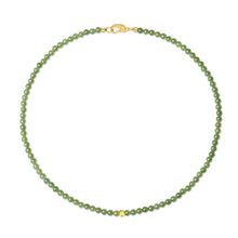 Load image into Gallery viewer, Green Jade Beaded Necklace with Plated Gold Bead – Prosperity & Harmony