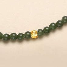 Load image into Gallery viewer, Green Jade Beaded Necklace with Plated Gold Bead – Prosperity & Harmony