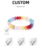 Load image into Gallery viewer, Rainbow Sparkle Multi-Faceted Austrian Crystal Bracelet – Personalized Engraving Available
