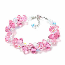 Load image into Gallery viewer, Pink Rose Clear Sparkling Austria Crystal Bracelet