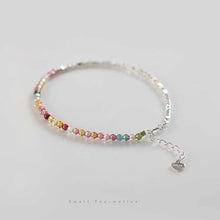 Load image into Gallery viewer, 925 Silver &amp; Multicolor Tourmaline Heart Charm Bracelet – Protection &amp; Energy Balance
