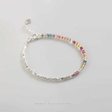 Load image into Gallery viewer, 925 Silver &amp; Multicolor Tourmaline Heart Charm Bracelet – Protection &amp; Energy Balance
