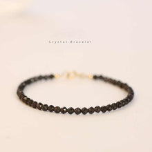 Load image into Gallery viewer, Black Obsidian Crystal Bracelet – 2mm/3mm/4mm Faceted Beads for Grounding and Protection

