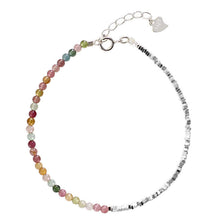 Load image into Gallery viewer, 925 Silver &amp; Multicolor Tourmaline Heart Charm Bracelet – Protection &amp; Energy Balance
