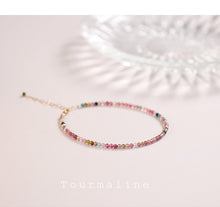 Load image into Gallery viewer, Small Faceted Tourmaline Bracelet – Natural Multicolor Healing Crystals for Love &amp; Charm
