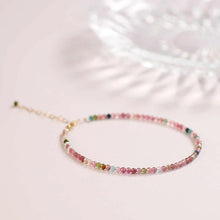 Load image into Gallery viewer, Small Faceted Tourmaline Bracelet – Natural Multicolor Healing Crystals for Love &amp; Charm
