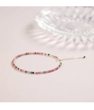 Load image into Gallery viewer, Small Faceted Tourmaline Bracelet – Natural Multicolor Healing Crystals for Love &amp; Charm
