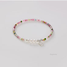 Load image into Gallery viewer, Rainbow Tourmaline &amp; Freshwater Pearl Bracelet with 925 Silver Char
