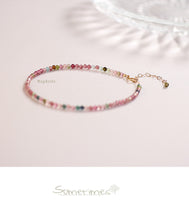 Load image into Gallery viewer, Small Faceted Tourmaline Bracelet – Natural Multicolor Healing Crystals for Love &amp; Charm
