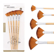 Load image into Gallery viewer, Creative Fan Shape 5Pcs/Set Gouache Painting Pen High Quality Nylon Hair Wooden Paint Brush Sets Drawing Art Supplies
