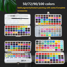 Load image into Gallery viewer, Watercolor 50-100 Color Solid Set Pigment Art Supplies Oracular Basic Neon Glitter Watercolor Professional Paint Drawing
