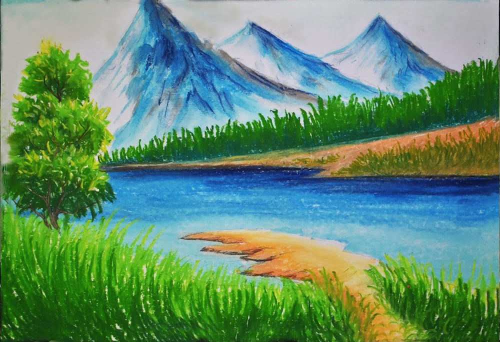 3 Type of Scenery Drawing / Easy Oil Pastel Drawing / Step by Step - YouTube