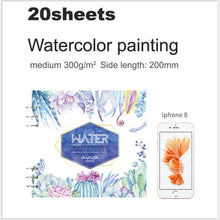 Load image into Gallery viewer, 100% Cotton Professional Watercolor Paper 300g/m 20 Sheets Hand Painted Watercolor Book for Artist Student all Sketch
