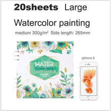 Load image into Gallery viewer, 100% Cotton Professional Watercolor Paper 300g/m 20 Sheets Hand Painted Watercolor Book for Artist Student all Sketch
