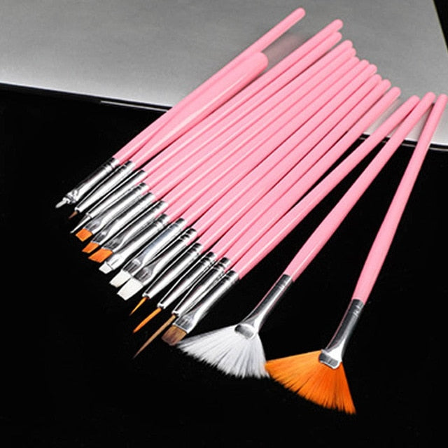 15pcs Watercolor Brush Miniature Detail Soft Acrylic Oil Aquarelle Paint Plastic Handle Pull Hook Line Pen Nail Artists Set