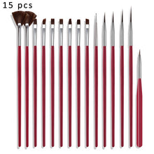 Load image into Gallery viewer, 15pcs Watercolor Brush Miniature Detail Soft Acrylic Oil Aquarelle Paint Plastic Handle Pull Hook Line Pen Nail Artists Set
