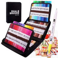 Load image into Gallery viewer, 12-120 Markers Dual Tip Brush Pens Fineliners Watercolor Art Markers for Drawing Painting Art Supplies
