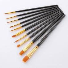 Load image into Gallery viewer, Artist Nylon Paint Brush Professional Watercolor Acrylic Wooden Handle Painting Brushes Art Supplies Stationery 10 pcs
