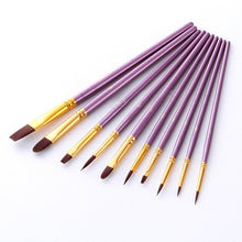 Load image into Gallery viewer, Artist Nylon Paint Brush Professional Watercolor Acrylic Wooden Handle Painting Brushes Art Supplies Stationery 10 pcs
