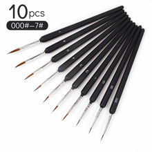 Load image into Gallery viewer, 10 PCS Miniature Paint Brushes Set Professional Nylon hook line pen Art Liner drawing for Acrylic Watercolor Painting
